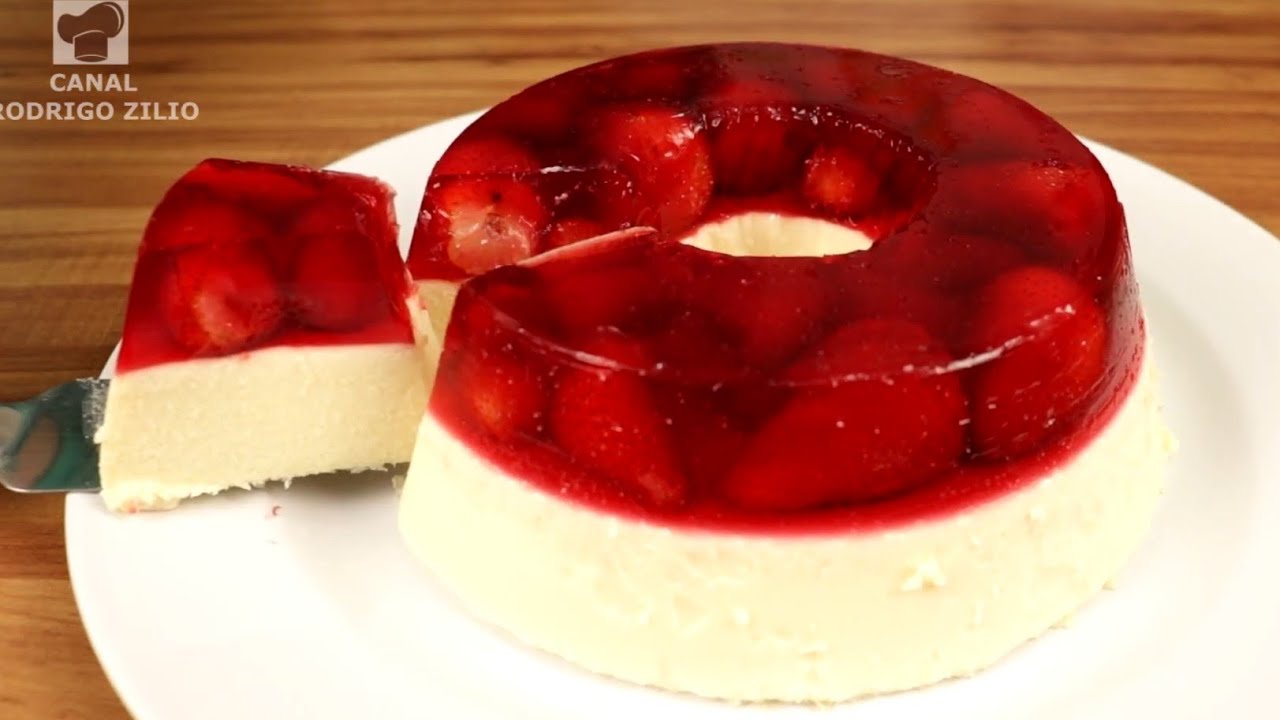 sobremesa de gelatina com morango